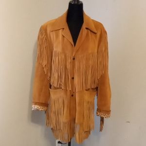 Genuine Leather Fringed Coat